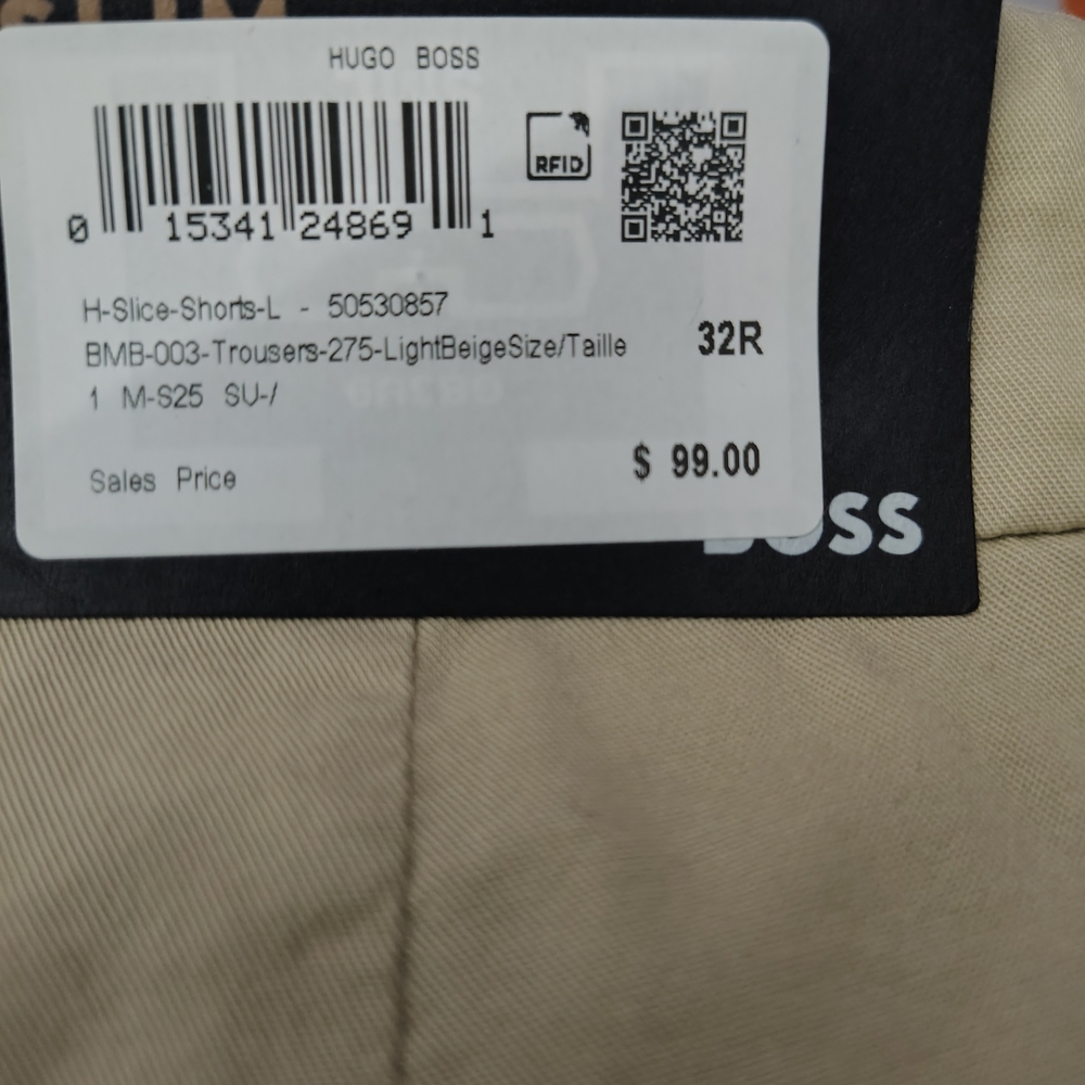 NWT Hugo Boss Men's Tan Flat Front Shorts - Picture 4 of 4